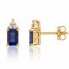 The Royal Crown | Emerald-Cut Blue Gemstone Stud Earrings - Thumbnail Image 1