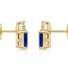 The Royal Crown | Emerald-Cut Blue Gemstone Stud Earrings - Thumbnail Image 5