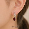 Scarlet Bloom | Oval Cut, Flame Silhouette Drop Earrings - Thumbnail Image 6