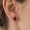 Scarlet | Round Cut Deep Red Solitaire Studs - Thumbnail Image 4
