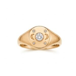 Astraea | Crescent Moon & Starburst Signet Ring