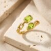 The Solstice Bypass | Bezel-Set Pear & Emerald Cut stones Ring - Thumbnail Image 5