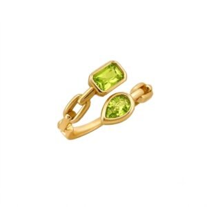 The Solstice Bypass | Bezel-Set Pear & Emerald Cut stones Ring