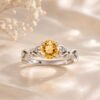 Aurelia | Vintage Filigree Round Stone Ring with Zircon Accents in Rhodium Plated Silver - Thumbnail Image 5