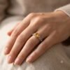 Aurelia | Vintage Filigree Round Stone Ring with Zircon Accents in Rhodium Plated Silver - Thumbnail Image 3