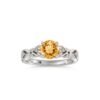 Aurelia | Vintage Filigree Round Stone Ring with Zircon Accents in Rhodium Plated Silver - Thumbnail Image 1