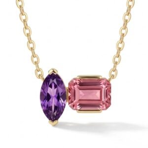 Twilight Duo | Asymmetric Pink & Purple Two-Stone Necklace