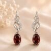 Scarlet Bloom | Oval Cut, Flame Silhouette Drop Earrings - Thumbnail Image 5