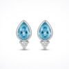 The Riviera | Pear Cut Blue Gemstone Teardrop Stud Earrings in Silver - Thumbnail Image 1