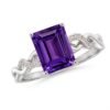 The Infinity Solitaire | Emerald Cut Purple stone Twisted Band Ring - Thumbnail Image 1