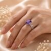 The Infinity Solitaire | Emerald Cut Purple stone Twisted Band Ring - Thumbnail Image 2