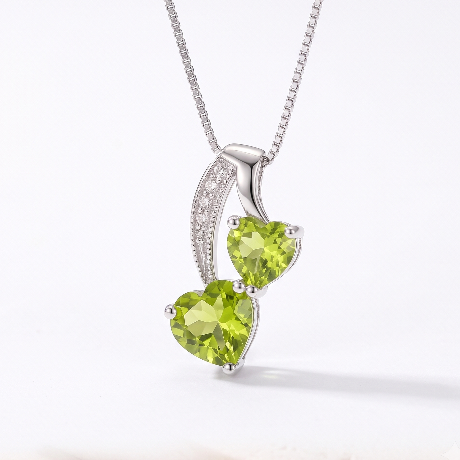 The Twin Hearts | Cascading Heart Cut stone & Pavé Ribbon Pendant - Image 3