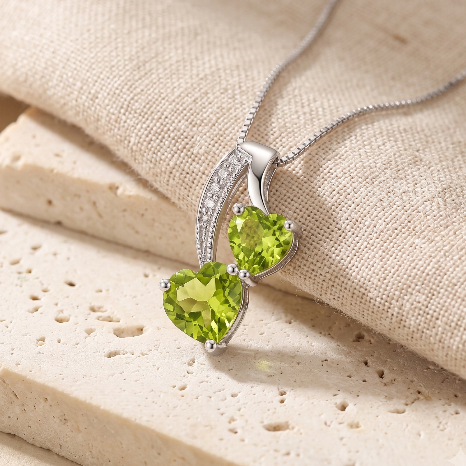 The Twin Hearts | Cascading Heart Cut stone & Pavé Ribbon Pendant - Image 2