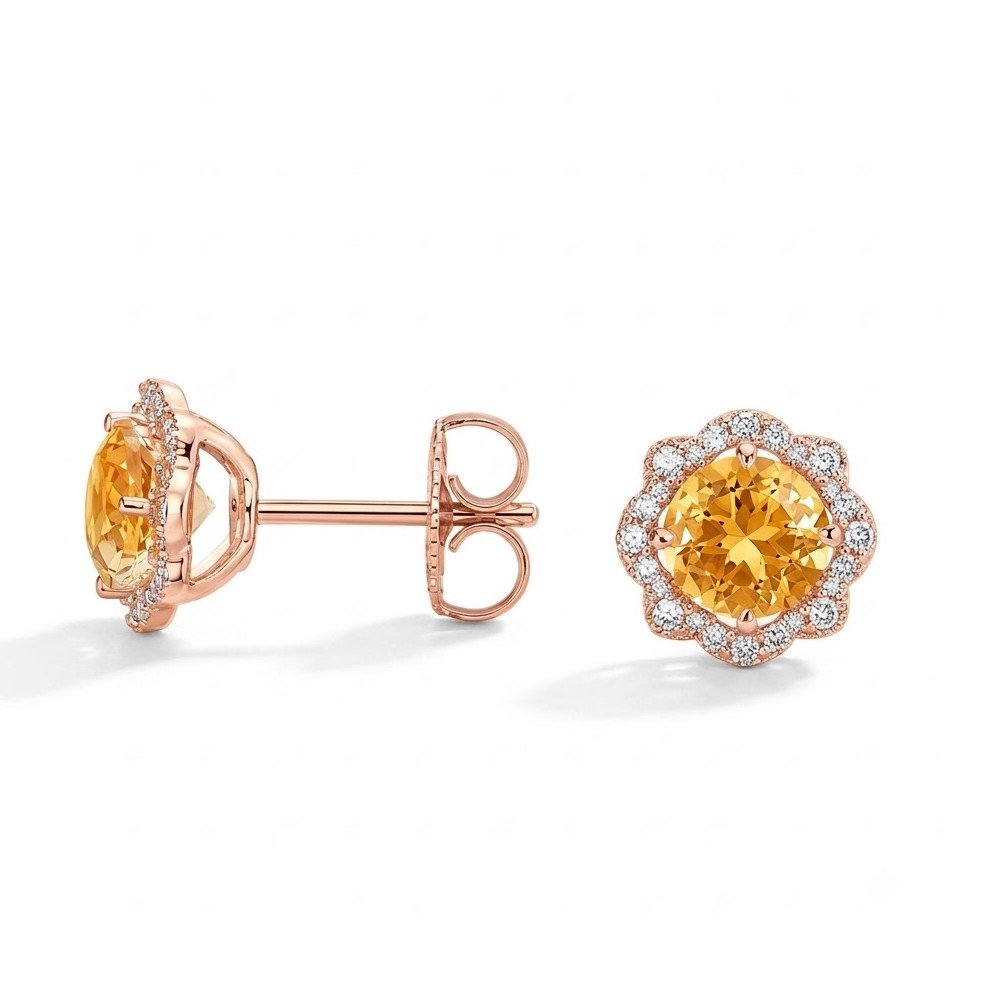 Sunflower Glow | Scalloped Halo Round Stud Earrings - Image 5