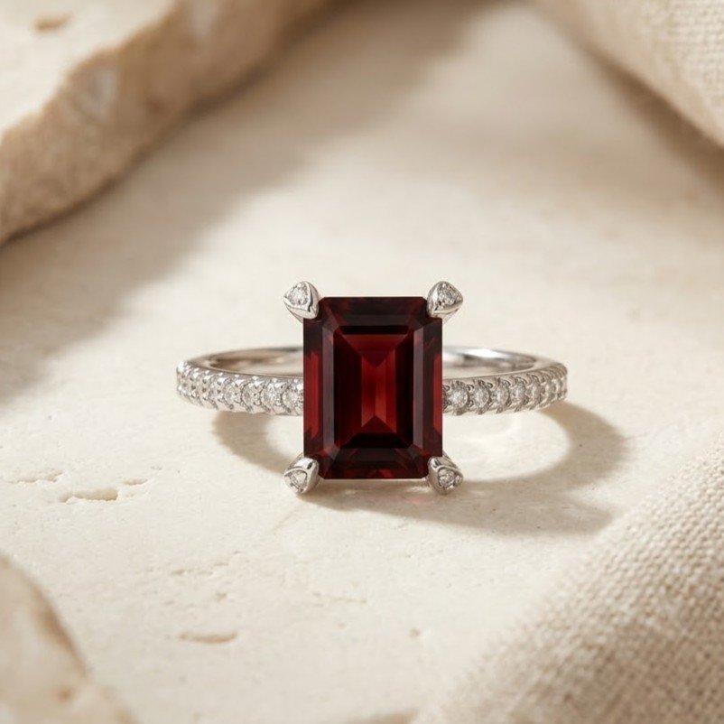 Garnet Emerald-Cut Ring - Image 4