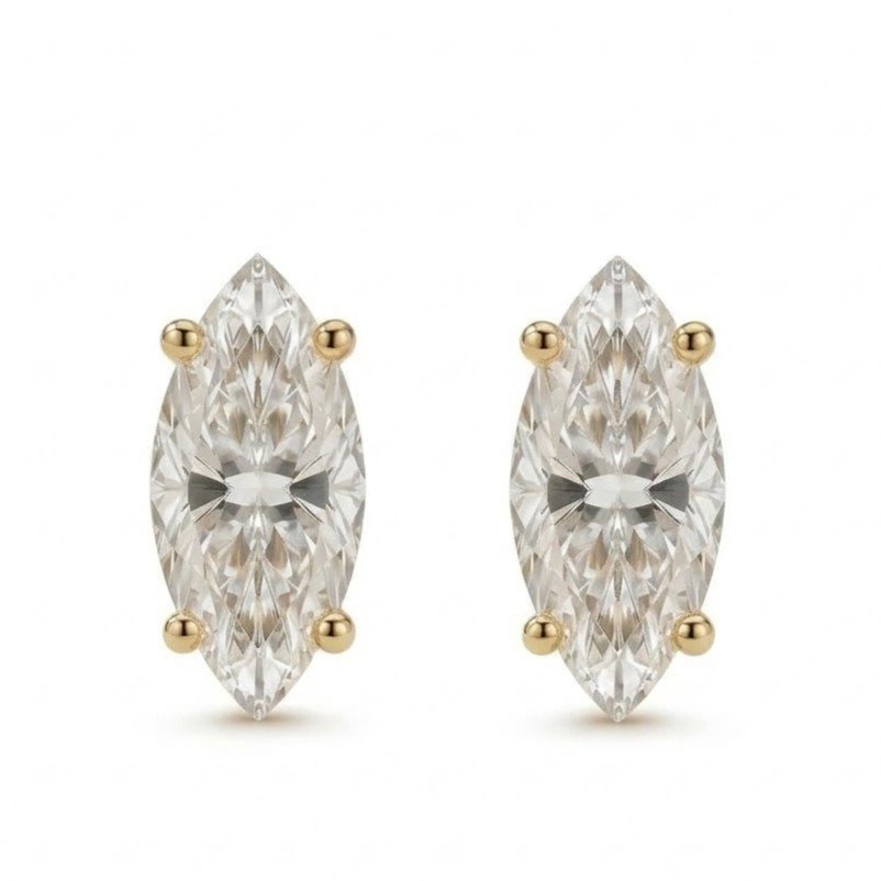 Prism Spire | Tiered Wire Basket Marquise Stud Earrings - Image 6