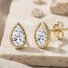 The Horizon Dew | Pear Cut Bezel Petite Stud Earrings - Thumbnail Image 2
