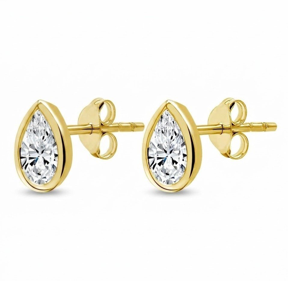 The Horizon Dew | Pear Cut Bezel Petite Stud Earrings - Image 4