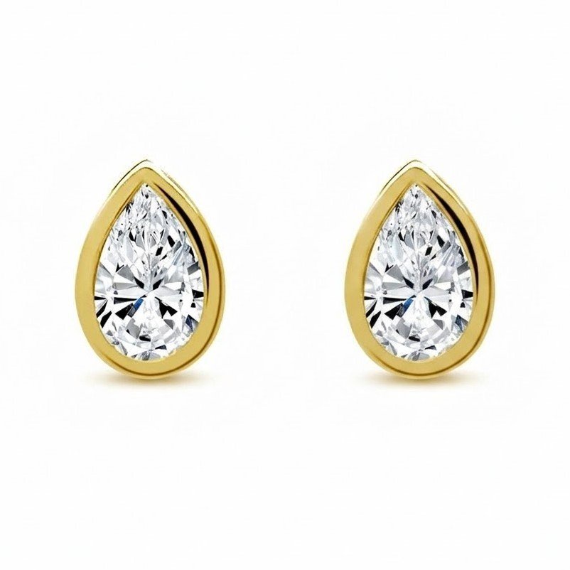 The Horizon Dew | Pear Cut Bezel Petite Stud Earrings - Image 5