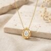 The Origami Teardrop | Faceted Gold Bezel Pear Pendant - Thumbnail Image 5