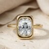 The Sculpted Solitaire | Elongated Cushion Compass-Prong Bezel Ring - Thumbnail Image 5