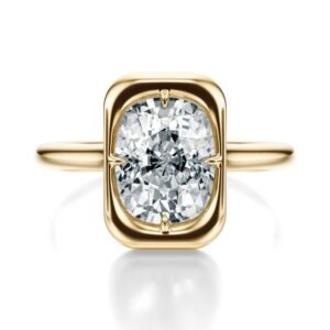 The Sculpted Solitaire | Elongated Cushion Compass-Prong Bezel Ring