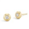 The Solitaire Orb | Round Brilliant Button Studs in Gold - Thumbnail Image 1