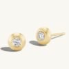 The Solitaire Orb | Round Brilliant Button Studs in Gold - Thumbnail Image 5