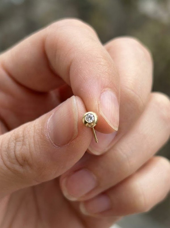 The Solitaire Orb | Round Brilliant Button Studs in Gold - Image 4