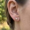The Solitaire Orb | Round Brilliant Button Studs in Gold - Thumbnail Image 3
