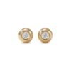 The Solitaire Orb | Round Brilliant Button Studs in Gold - Thumbnail Image 2