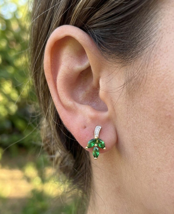Sylvan Bloom | Marquise Cut Foliage Cluster Stud Earrings - Image 5