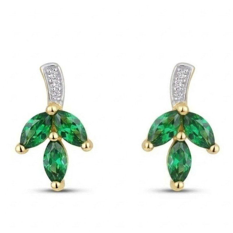 Sylvan Bloom | Marquise Cut Foliage Cluster Stud Earrings - Image 3