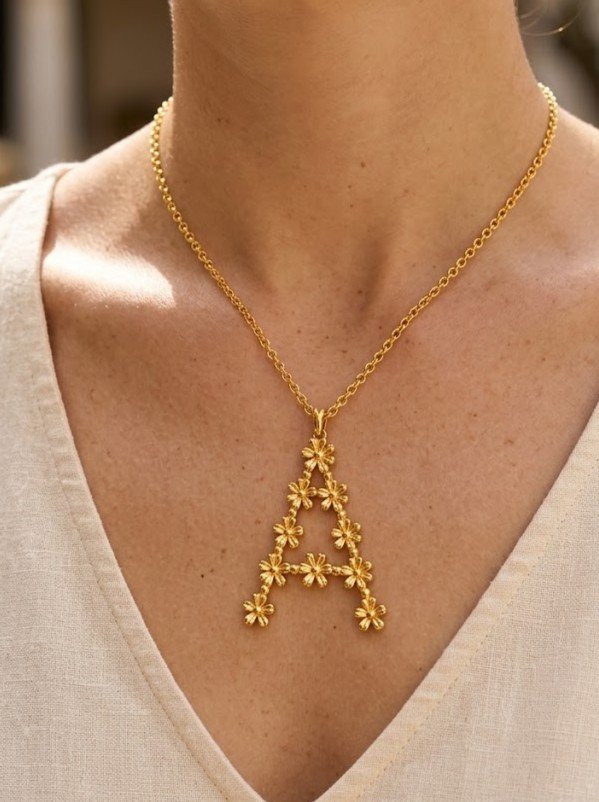 Floral Initial Necklace - Image 3