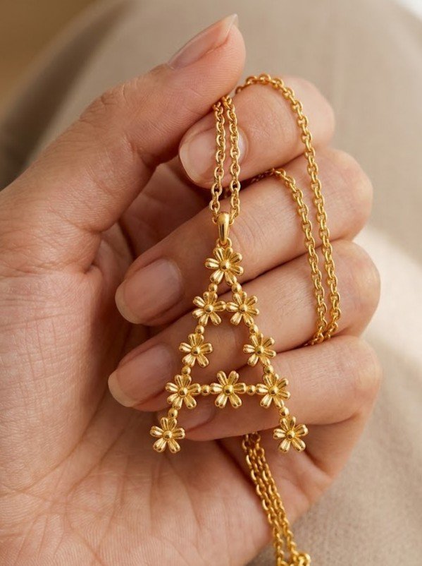 Floral Initial Necklace - Image 4
