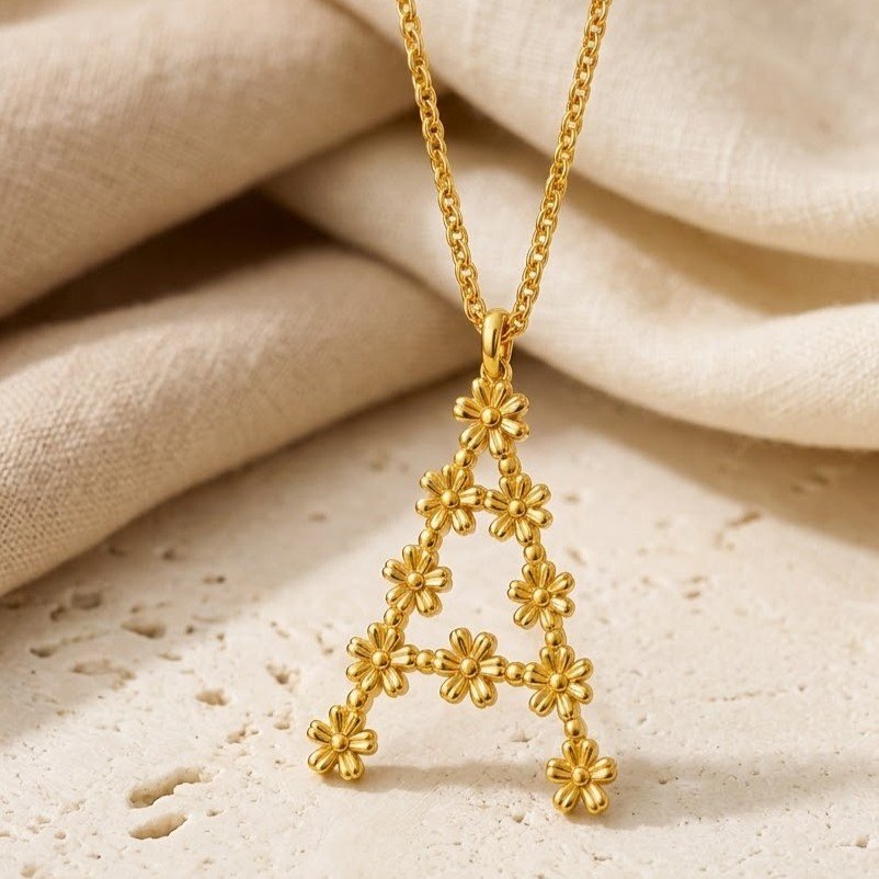 Floral Initial Necklace - Image 2