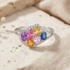 The Rainbow Mosaic | Multi-Color Oval stones Statement Ring - Thumbnail Image 6
