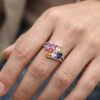 The Rainbow Mosaic | Multi-Color Oval stones Statement Ring - Thumbnail Image 3