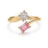 The Duo Solitaire | Round & Emerald Cut stone Open Ring - Thumbnail Image 1