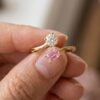 The Duo Solitaire | Round & Emerald Cut stone Open Ring - Thumbnail Image 4