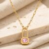 Locked in Love | Oval-Cut Pink stone Pendant - Thumbnail Image 5