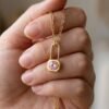 Locked in Love | Oval-Cut Pink stone Pendant - Thumbnail Image 2